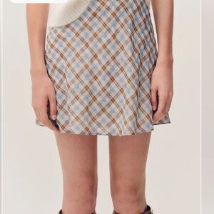 Reformation Brandy Skirt Seasonal – Brown Blue Check